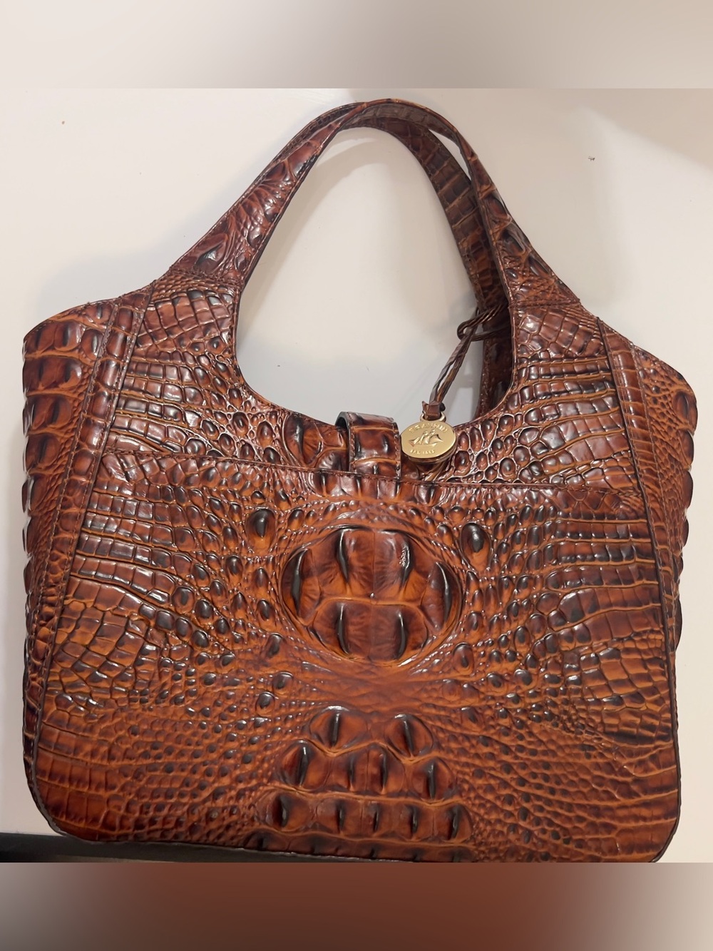 Brahmin Adrian Pecan Melbourne Embossed Leather Satchel Anita Small Wallet New